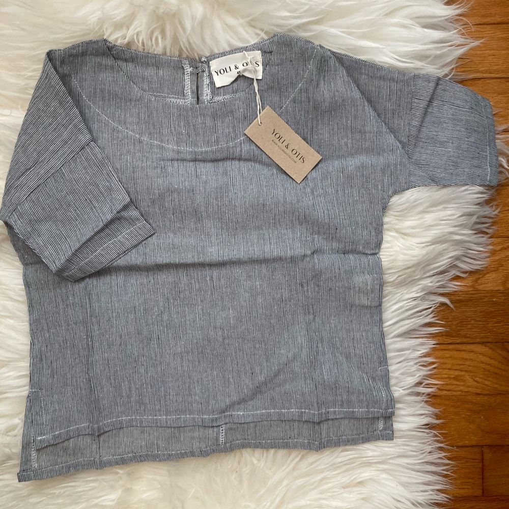 Yoli & Otis• pinstripe 100% cotton shirt- gender neutral.